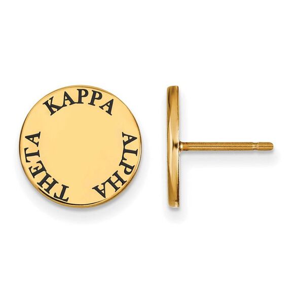 14K Plated Silver Kappa Alpha Theta Enamel Disc Post Earrings - Picture 1 of 3